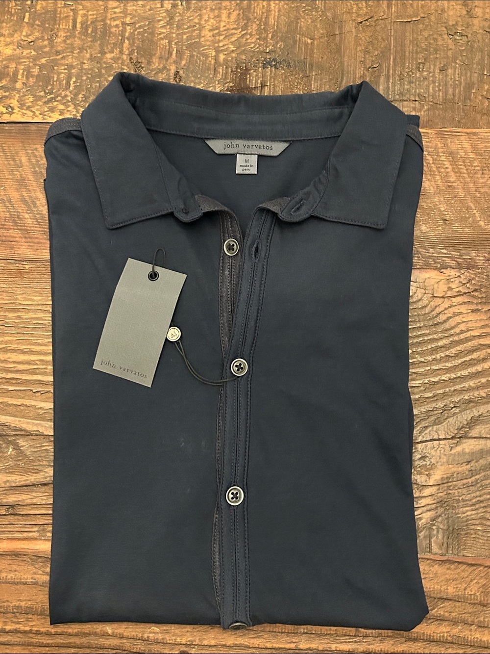 John Varvatos Charcoal Short-Sleeve Button-Down Shirt- NWT